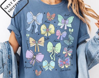 Comfort Colors® Disney Princess Bow Shirt, Coquette Bow Disney Aesthetic Tee, Fairytale Castle Trip Shirt, Cute Princess Bow Disney Tee 0096