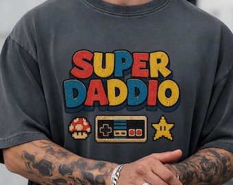 Comfort Colors® Nintendo Super Dadio Mario Shirt, Gift for Dad Retro Super Mario Bros Dad Shirt, Game Lover Family Father's Day Shirt  Q0773