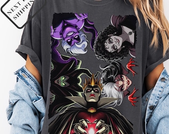 Comfort Colors® Disney Villains Shirt, Evil Queen Maleficent Ursula Cruella Tee, Gothic Disney Villains Shirt, Disney Halloween Top B0134