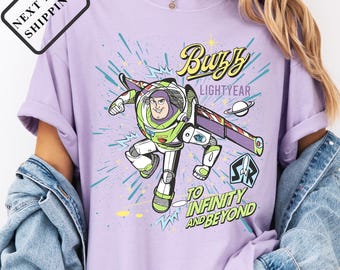 Comfort Colors® Vintage Toy Story Buzz Lightyear Infinity and Beyond Shirt, Classic Pixar Toy Story Tee, Disney Park Trip Shirt Q0663
