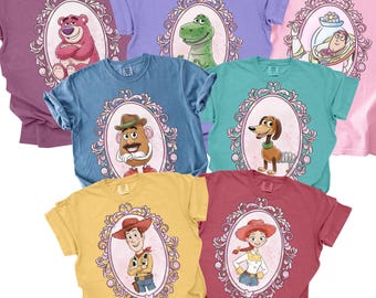 Comfort Colors® Toy Story Vintage Portrait Shirt, Retro Pixar Frame Tee, Disney Toy Story Trip Shirt, Pixar Family Vacation Top Q0157