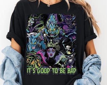 Camiseta Comfort Colors® de villanos de Disney para Halloween, camiseta "Es bueno ser malo", camiseta de la Reina Malvada, Maléfica, Scar, Hades y Úrsula, para fiesta de Halloween Q0188
