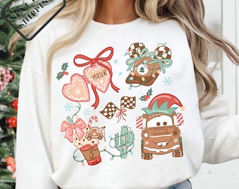 Comfort Color® Disney Tow Mater Christmas Shirt, Disney Cars Shirt, Disney Pixar Characters Tee, Disney Xmas Trip, Mater Shirt Q0301