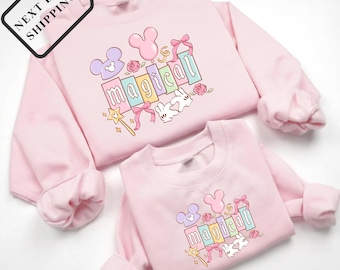 Comfort Colors® Disney Magical World Shirt, Disney Mom and Daughter Coquette Bow Tee, Disney World Tour Shirt, Disney Vacation Tee Q0541