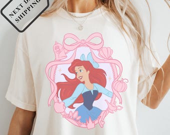 Comfort Colors® Retro Disney Ariel Shirt, Little Mermaid Princess Tee, Vintage Ariel Sweat, Disney Princess Trip Shirt, Ariel T-Shirt Q0201