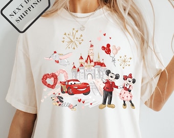 Comfort Colors® Disneyland Valentines Day Shirt, Mickey Minnie Magic Castle Tee, Disneyland Couples Trip 2026 Tee Q04434