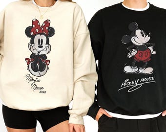 Comfort Colors® Disney Mickey & Minnie Vintage Portrait Tee, Mickey Minnie classic pose Shirt, Disneyland Family Matching Top Q0226
