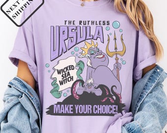 Comfort Colors® Disney Villains Ursula Shirt, The Ruthless Ursula Sea Witch Tee, Halloween Gift Shirt, Disneyland Trip Top B0103