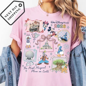 Comfort Color® Vintage Walt Disney World 2026 Shirt Disneyland Happiest Place on Earth Tee, Disney Trip Shirt, Disney Epcot Trip Shirt Q0604 immagine 1