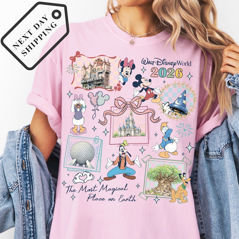 Comfort Color® Vintage Walt Disney World 2026 Shirt Disneyland Happiest Place on Earth Tee, Disney Trip Shirt, Disney Epcot Trip Shirt Q0604 immagine 1