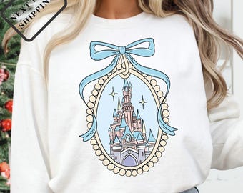 Comfort Colors® Coquette Bow Disney Castle Tee, Magic Kingdom Shirt, Girly Disney Trip Shirt, Disneyworld Magic Castle Sweatshirt Q0445