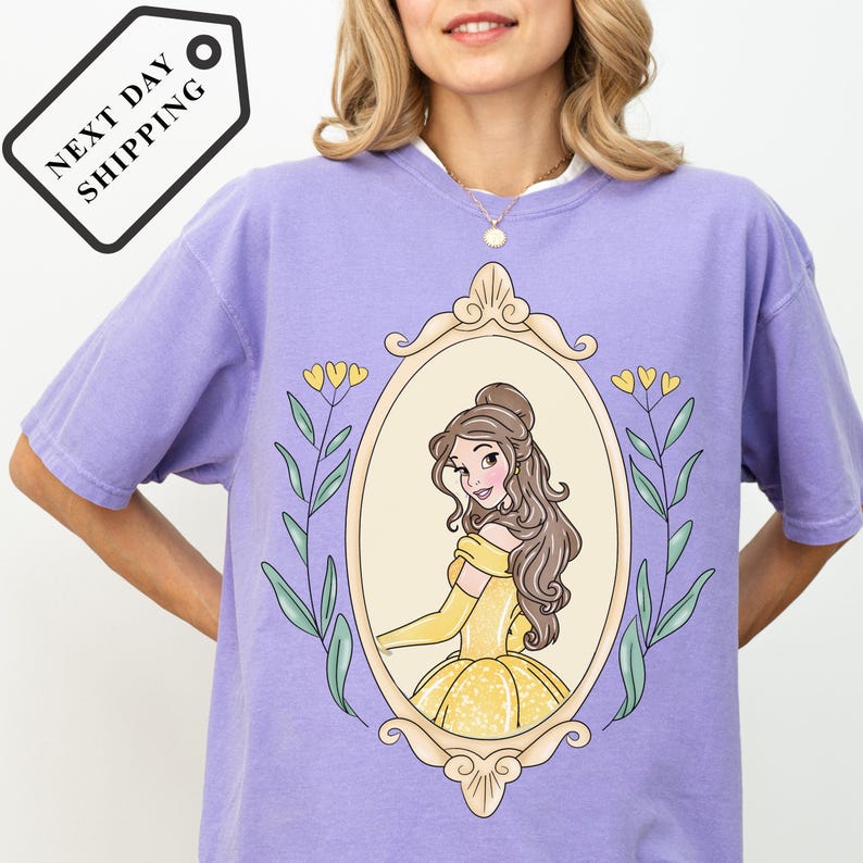 Comfort Colors® Disney Belle Princess Coquette Bow Shirt, Beauty and the Beast Tee, Belle Princess Shirt, Disney Trip Tee, Gift for Her 0097 image 4