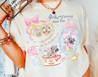 Comfort Colors® Disney Girls Just Wanna Have Fun Shirt, Disney Bestie Shirt, Minnie and Daisy Girls Shirt, Minnie Daisy Shirt, Q0477