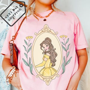 Comfort Colors® Disney Belle Princess Coquette Bow Shirt, Beauty and the Beast Tee, Belle Princess Shirt, Disney Trip Tee, Gift for Her 0097 image 3