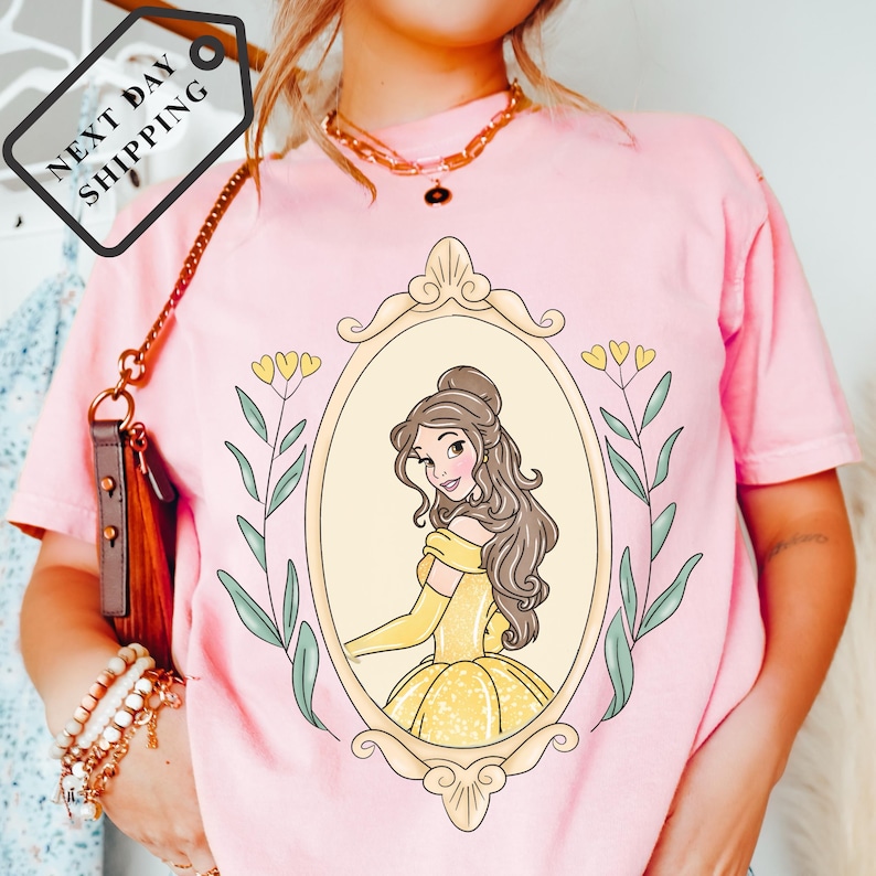 Comfort Colors® Disney Belle Princess Coquette Bow Shirt, Beauty and the Beast Tee, Belle Princess Shirt, Disney Trip Tee, Gift for Her 0097 image 3
