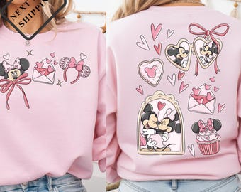 Comfort Colors® Disney Coquette Bow Valentine Shirt, Mickey and Minnie Valentines Day Tee, Disney Couples Valentine Trip Shirt Q0413