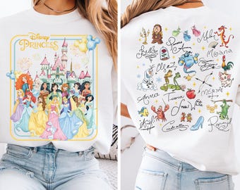 Comfort Colors® Disney Princess Signature Shirt Cinderella Belle Elsa Ariel Tiana Rapunzel Aurora All Princesses Disney Girls Trip Tee Q0687