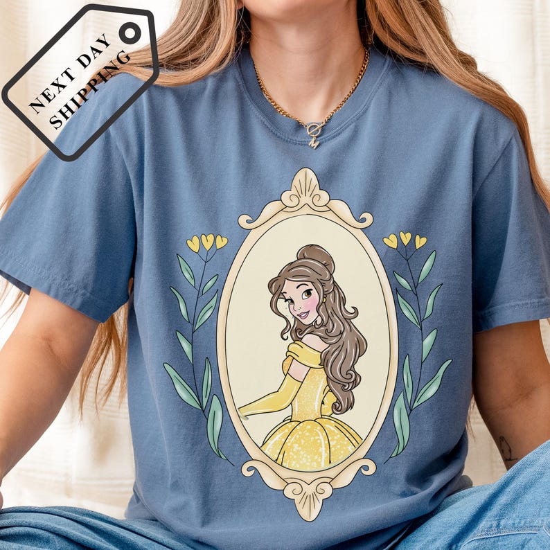 Comfort Colors® Disney Belle Princess Coquette Bow Shirt, Beauty and the Beast Tee, Belle Princess Shirt, Disney Trip Tee, Gift for Her 0097 image 2