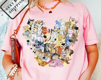 Camiseta Disney de perros y gatos Comfort Colors®, camiseta Disney para amantes de los perros, camiseta Disney para mamás y amantes de los perros, camiseta Disney para amantes de las mascotas Q0491