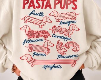 Comfort Color® Pasta Pups Shirt, Funny Dachshund Tee, Weiner Dog Pasta Shirt, Cute Doxie Mom Gift, Italian Foodie Graphic Tee Q0909