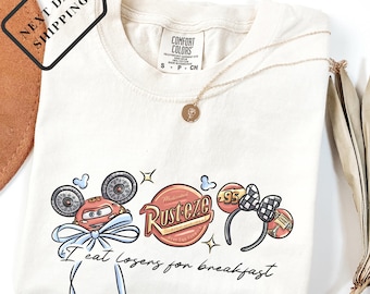 Comfort Color® Disney Lightning McQueen 95 Coquette Bow Disney Cars Shirt Disney Pixar Characters Disneyland Trip Shirt 0048