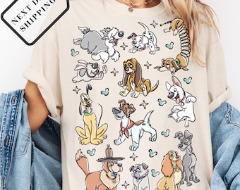 Comfort Colors® Disney Dogs Shirt, Retro Disney Dog Tee, Lady and the Tramp Shirt, Pluto Disney Puppy Tee, Disney Pet Lovers Shirt Q0214