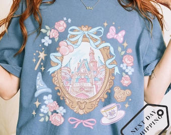 Comfort Color® Vintage Disney Magic Castle Coquette Bow Shirt Disneyworld tee Disney Trip Disney princess shirt Q0022