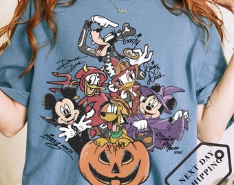 Comfort Color® Disney Mickey and Friends Halloween Shirt Vintage Disney Pumpkin Shirt Mickey not so scary Fall Sweatshirt 0010