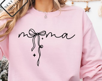 Comfort Colors® Coquette Bow Mama Shirt, Mother’s Day Gift Tee, Pregnancy Announcement Shirt, Best Mom Shirt Q0446