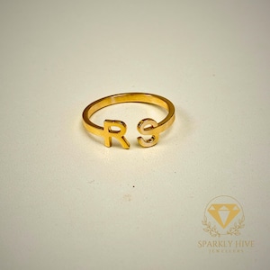 Anillo con iniciales de nombre personalizado, anillo personalizado para mujer, anillo con letras personalizadas, anillo con iniciales de pareja, anillo para mamá, regalo de aniversario para ella
