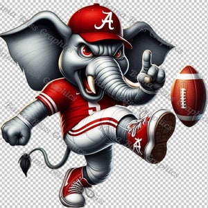 Crimson Roll Tide Bama Printable PNG für Sublimationshemden Aufkleber DTF Preppy Alabama Football Spieltag Clip Art Retro großes Al Maskottchen