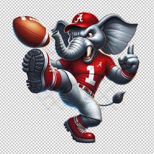 Crimson Roll Tide Bama druckbare PNG für Sublimationshemden Aufkleber DTF Preppy Alabama Png, Football Spiel Tag Clip Art Retro Big Al Maskottchen