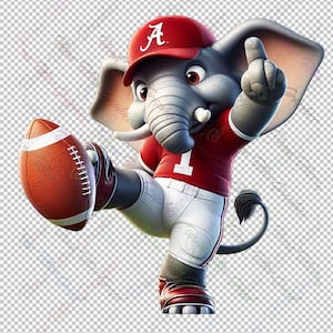 Crimson Roll Tide Bama Baby AL druckbare PNG für Sublimationshemden Aufkleber SVG Preppy Alabama Football Spieltag Clip Art Retro großes Maskottchen