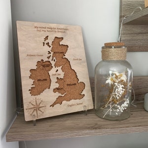 Holz Karte des Vereinigten Königreichs Wanddeko England Karte Schottland Karte Wales Karte Irland Karte Pin Anstecknadel Ehemann Geschenk für Sie Geburtstagsgeschenk