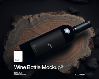 Maqueta PSD de etiqueta de vino: Diseño minimalista moderno (descarga digital)