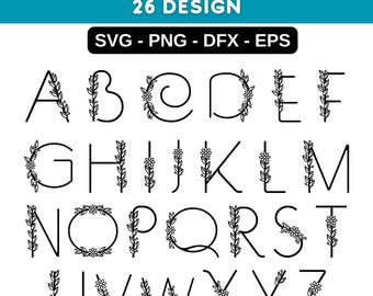 Floral Alphabet Monogram SVG Bundle: 26 Letter Flower Alphabet for Wedding (Digital Download)
