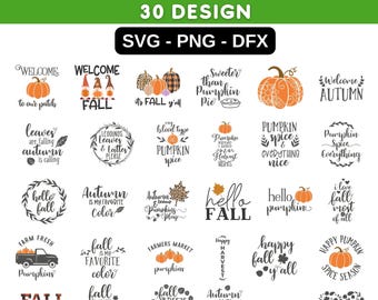 Fall SVG Bundle: Autumn, Halloween, Pumpkin Designs (Digital Download) Silhouette, Cricut, Thanksgiving