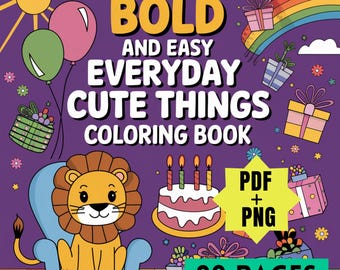 Bold and Easy Kawaii Coloring Book for Kids: Printable  PDF (Instant Download)
