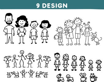 Stick Family SVG Bundle: Minimalist Clip Art for Cricut (Digital Download)