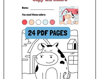 Libro para colorear de animales: Hoja de actividades para copiar los colores (Descarga en PDF)
