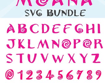 Moana Alphabet and Numbers SVG/PNG/DXF: Birthday Letters, Party Decor (Digital Download)