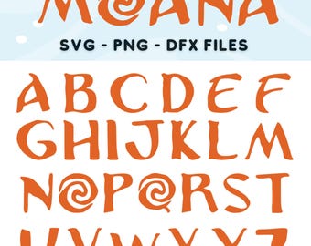 Moana Alphabet SVG: Orange Font, Birthday Party Decor (Digital Download)
