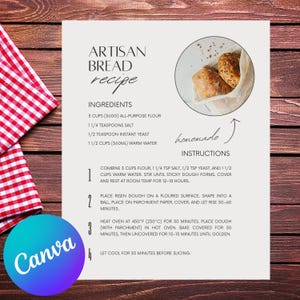 Modelo de Cartão de Receita Editável: Design Minimalista Moderno (Canva, Carta EUA e A4) (Download Digital)