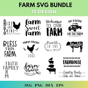 Bauernhof SVG Bundle: Bauernhof Spruch Designs, Landleben Clipart, Bauernhof Dekor zum ausdrucken