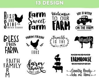 Farm SVG Bundle: Farmhouse Quote Designs, Country Life Clipart, Printable Farm Decor