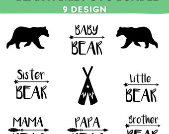Bear Family SVG Bundle: Mama, Papa, Baby Bear Designs (Digital Download)