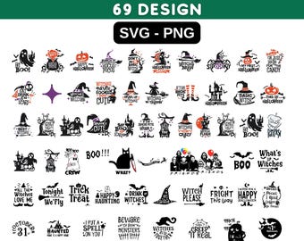 Halloween Quote SVG PNG Bundle: 69 Spooky & Funny Designs
