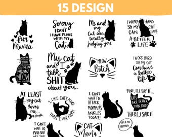Funny Cat SVG Bundle: Sarcastic Kitten Designs (Digital Download)