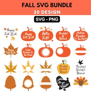 Fall SVG Bundle: Autumn Quotes & Thanksgiving Designs (Digital Download)