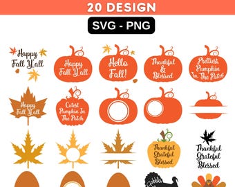 Fall SVG Bundle: Autumn Quotes & Thanksgiving Designs (Digital Download)
